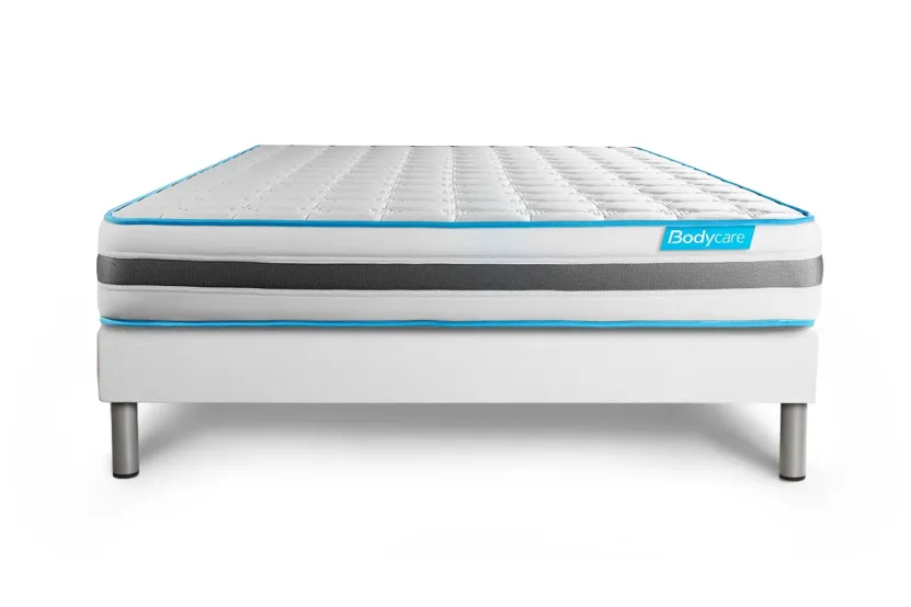 Ensemble Matelas Sommier 140x200 cm - Sommier Blanc (déjà monté) - Bodyzone