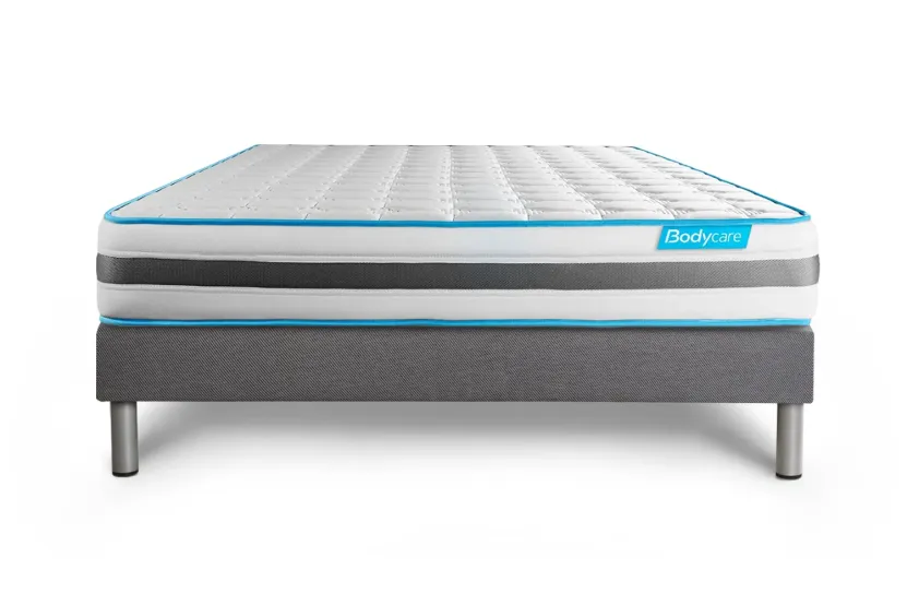 Ensemble Matelas Sommier 160x200 cm - Sommier Gris (déjà monté) - Bodyzone