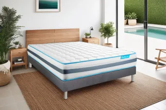 Ensemble Matelas Sommier 200x200 cm - Sommier Gris (en kit) - BodyFlex