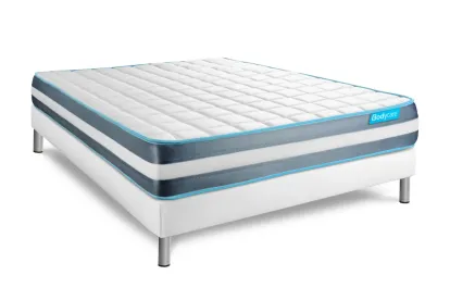 Ensemble Matelas Sommier 140x200 cm - Sommier Blanc (déjà monté) - Bodyform
