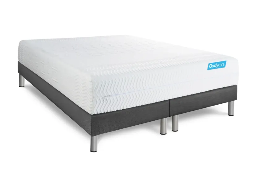 Pack lit complet 200x200 cm - Matelas + 2 Sommiers Gris + 2 oreillers + Couette - Biocare