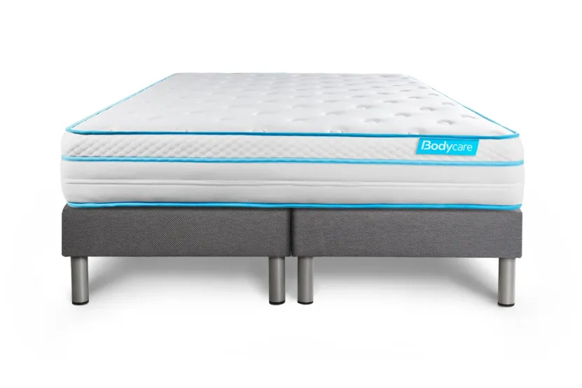 Ensemble Matelas Sommier 160x200 cm - 2 Sommiers Gris - Bodyzone+