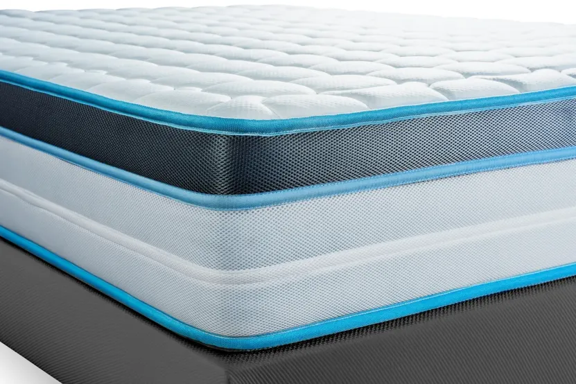 Pack lit complet 180x200 cm - Matelas + Sommier Gris (en kit) + 2 oreillers + Couette - BodyFit