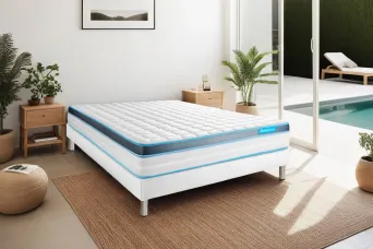 Ensemble Matelas Sommier 140x190 cm - Sommier Blanc (déjà monté) - Perform