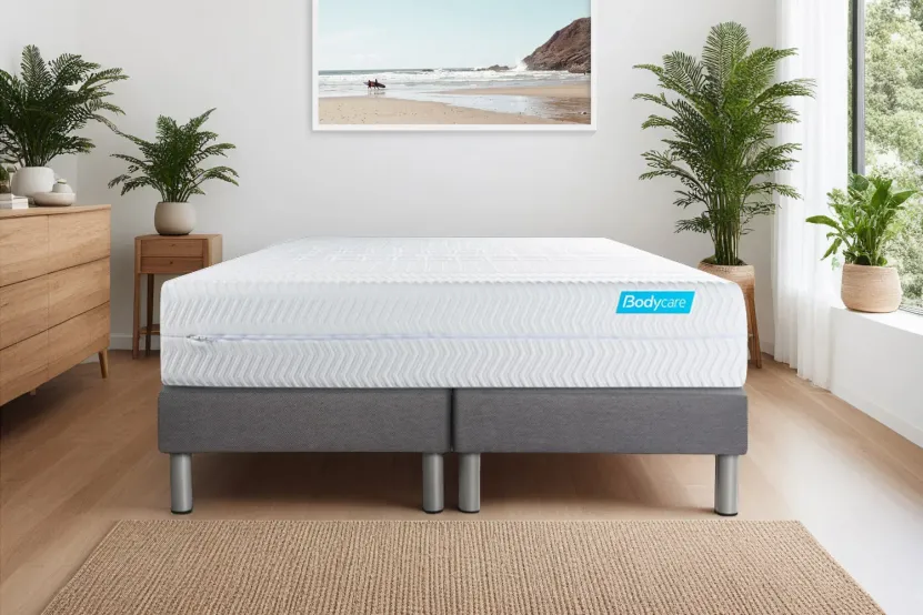 Ensemble Matelas Sommier 200x200 cm - 2 Sommiers Gris - Biocare