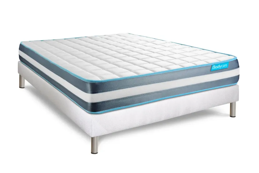 Ensemble Matelas Sommier 140x190 cm - Sommier Blanc (en kit) - Bodyform