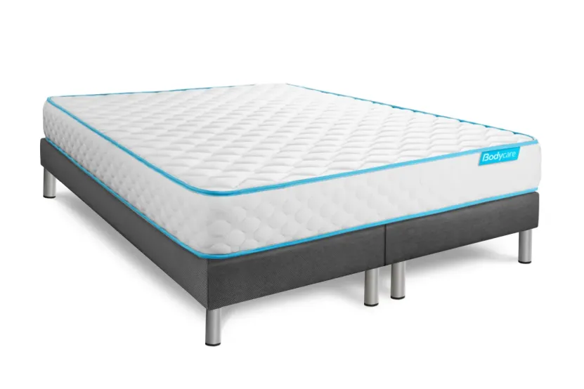 Ensemble Matelas Sommier 180x200 cm - 2 Sommiers Gris - Bodyone