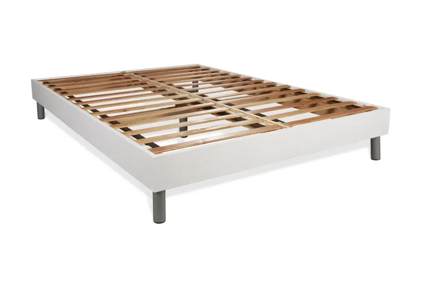 Pack lit complet 160x200 cm - Matelas + Sommier Blanc (en kit) + 2 oreillers + Couette - Bodyform