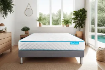 Ensemble Matelas Sommier 140x190 cm - Sommier Gris (déjà monté) - Bodyone