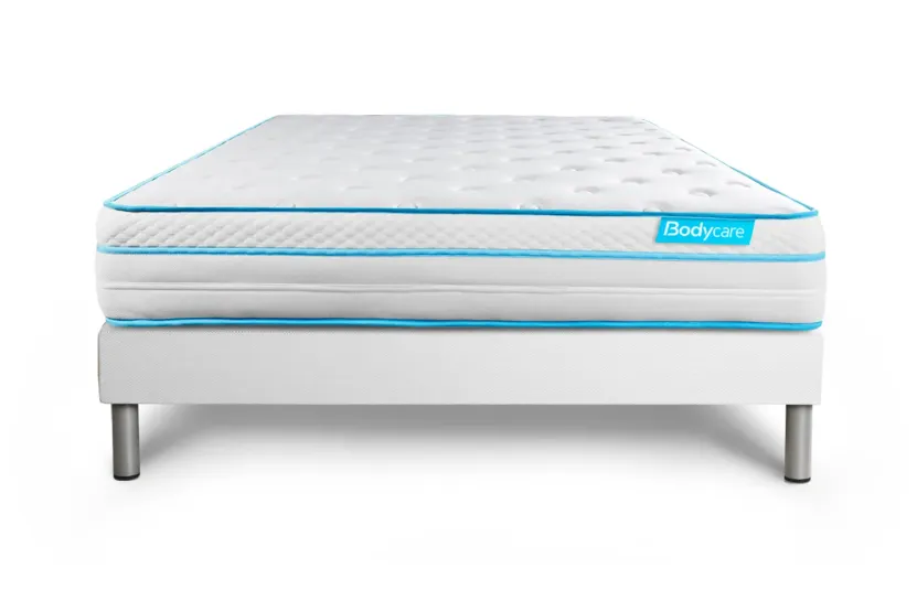 Ensemble Matelas Sommier 160x200 cm - Sommier Blanc (déjà monté) - Bodyzone+