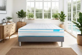 Ensemble Matelas Sommier 140x190 cm - Sommier Gris (déjà monté) - Bodyzone+