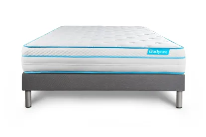 Ensemble Matelas Sommier 140x190 cm - Sommier Gris (déjà monté) - Bodyzone+