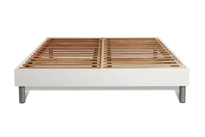 Pack lit complet 200x200 cm - Matelas + Sommier Blanc (en kit) + 2 oreillers + Couette - BodyFit
