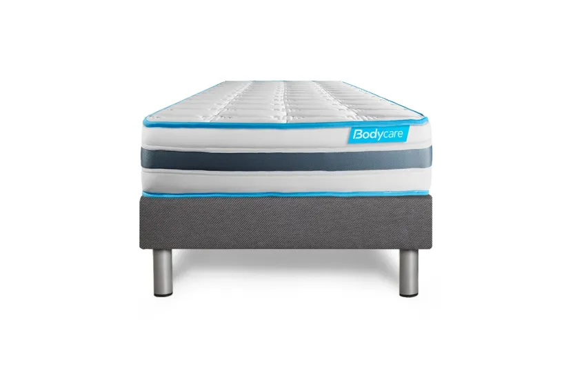 Ensemble Matelas Sommier 90x200 cm - Sommier Gris (déjà monté) - Bodyzone