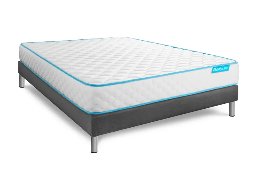 Ensemble Matelas Sommier 140x200 cm - Sommier Gris (déjà monté) - Bodyone