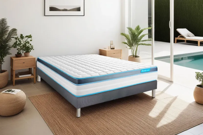 Ensemble Matelas Sommier 140x200 cm - Sommier Gris (déjà monté) - Perform