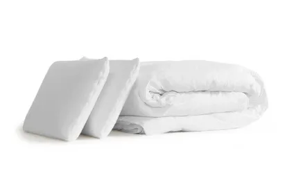Pack lit complet 200x200 cm - Matelas + Sommier Blanc (en kit) + 2 oreillers + Couette - BodyFlex
