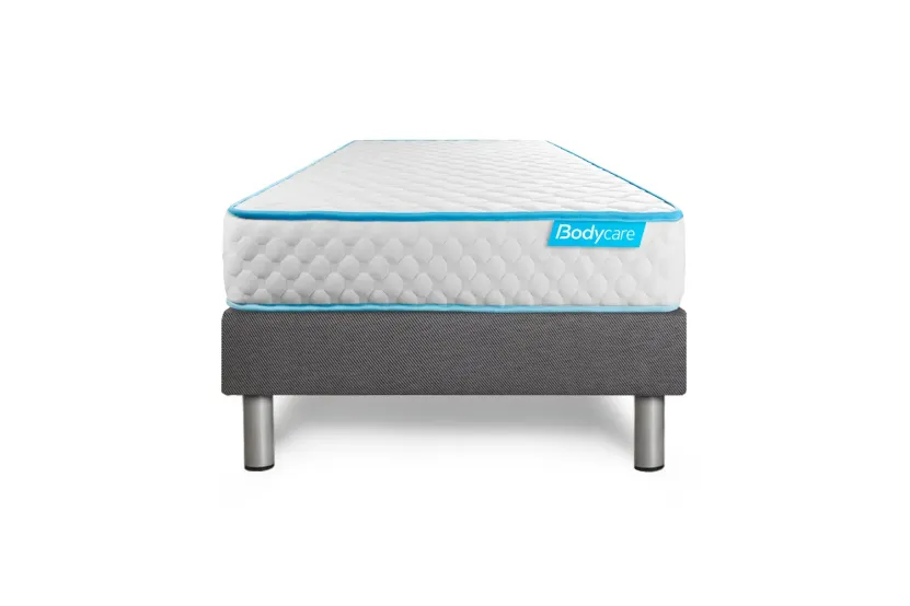 Ensemble Matelas Sommier 90x190 cm - Sommier Gris (déjà monté) - Bodyone