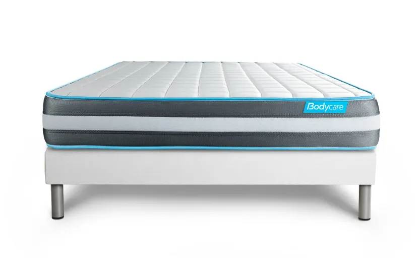 Ensemble Matelas Sommier 140x200 cm - Sommier Blanc (déjà monté) - Bodyform