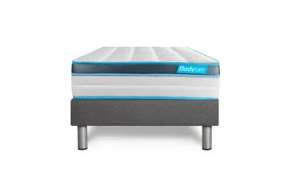 Ensemble Matelas Sommier 90x190 cm - Sommier Gris (déjà monté) - Perform