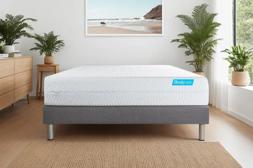 Ensemble Matelas Sommier 140x190 cm - Sommier Gris (déjà monté) - Biocare