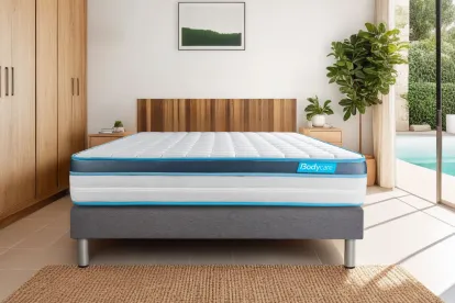 Ensemble Matelas Sommier 180x200 cm - Sommier Gris (en kit) - BodyFit